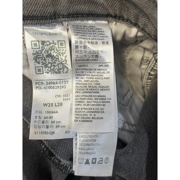 Levi’s Wedgie Straight Jeans Gray Jeans Button Fly OX Short W25 L28 - Picture 7 of 7